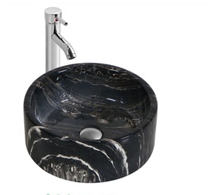 Baño de artístico montado en la cuenca de grano de madera barco de piedra forma lavabo en el cuarto de baño - Product Image 3