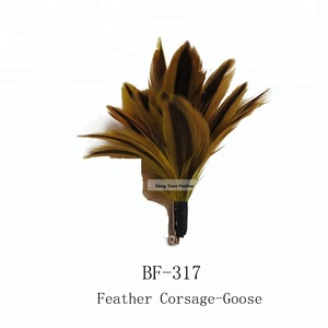 Feather flower handmade flower corsage for master of ceremonies, the bride and groom, custom wedding brooch - Product Image 4
