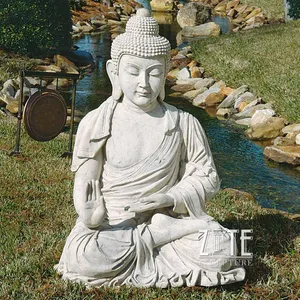 Statue de bouddha en pierre assise décorative, décoration de jardin, taille de vie, zen singapour