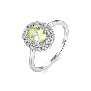 Czcity Vrouwen 925 Sterling Zilver Anillos Prinses Diana William Kate Middleton 'S Natuurlijke Geel Topaz Engagement Ring