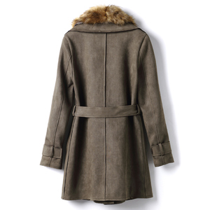 Lungo delle donne di abbigliamento in pelle scamosciata giacca casual cappotto di inverno - Product Image 2