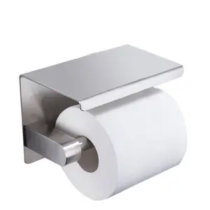 Настенный держатель бумаги на клейкой основе с полкой для хранения мобильного телефона SUS 304 держатель бумажных салфеток из нержавеющей стали для ванной комнаты
