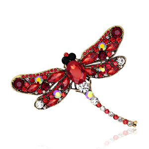 En gros Mode Personnalisée Nouvelle Conception Broche Strass Cristal Femmes Animal Libellule Broche Broches