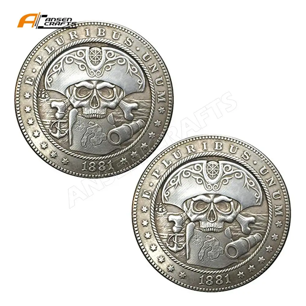 Zeldzame Antieke Usa Verenigde Staten 1881 Antieke Nikkel Morgan Zombie Zilver Kleur Coin