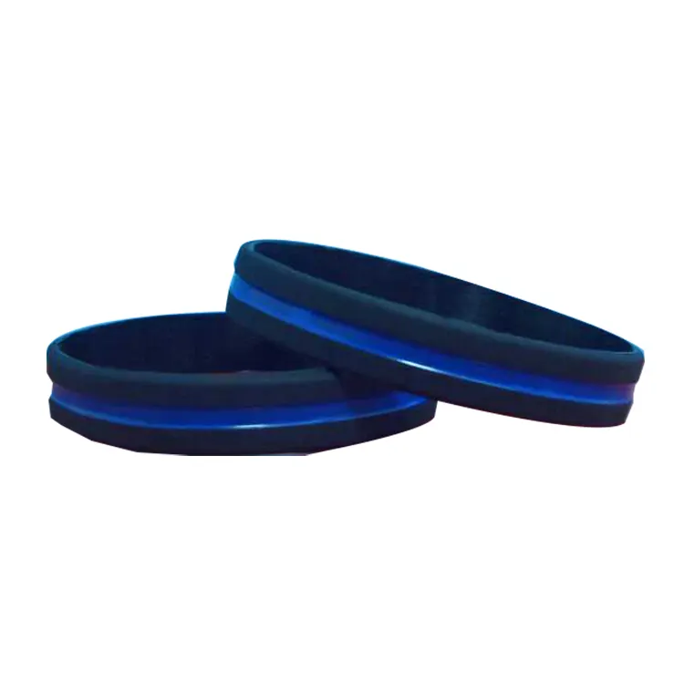 Promoção personalizada publicidade fina linha azul Silicone pulseira