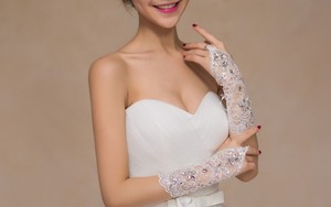<span class=keywords><strong>Guanti</strong></span> da Sposa Bianchi per Donna, <span class=keywords><strong>Guanti</strong></span> Senza Dita Corti <span class=keywords><strong>con</strong></span> Pizzo per Abito da Sposa - Product Image 6