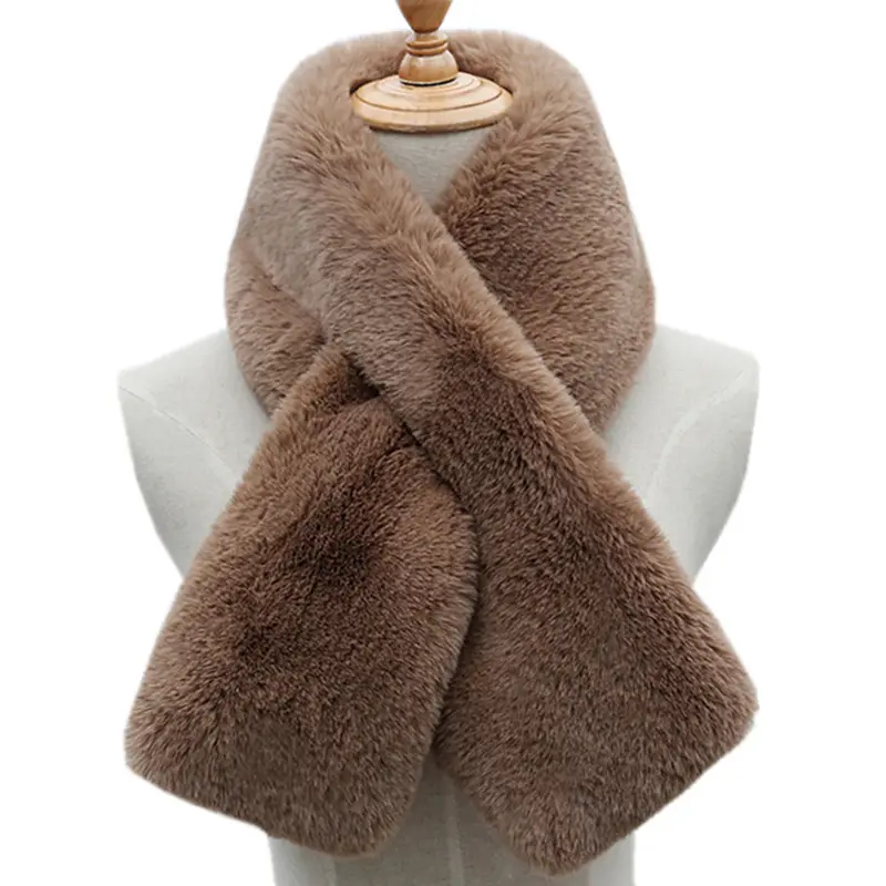 FF058 1500g 100% Polyester Basic Style Faux Rex Rabbit Fur scarf