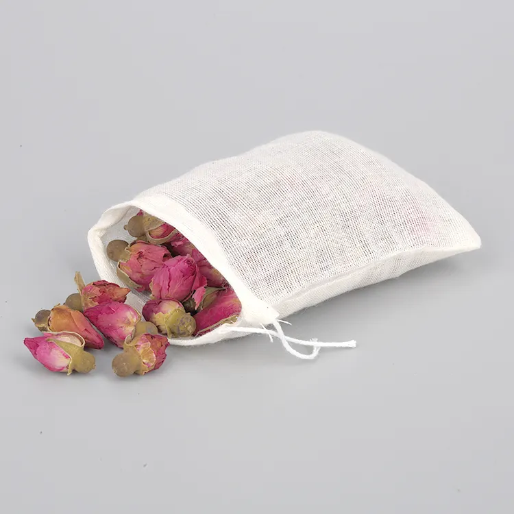 Empty Cotton Tea Bag Reusable Unbleached Empty Cotton Tea Bag Drawstring Muslin Bath Pouch Bags