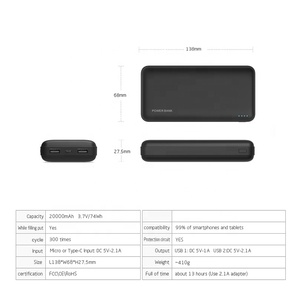 De carga rápido doble USB recargable 20000 mAh banco de potencia para el teléfono - Product Image 2