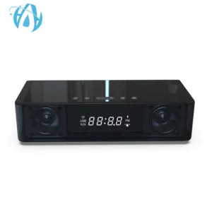 Papan Atas 10 W FM Radio Jam Alarm Handsfree Wireless Bluetooth Speaker untuk Ponsel dengan USB, AUX Input