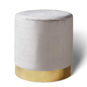 Pouf Ottoman en Tissu Velours pour Salon, Base Métallique Dorée, Repose-Pieds Rond, Vente Chaude - Product Image 1