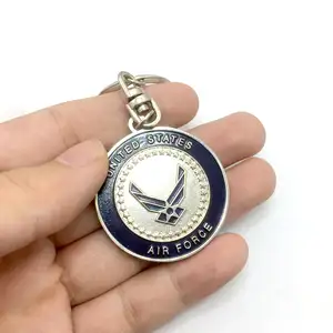 custom metal keychain air force souvenir round metal keychain