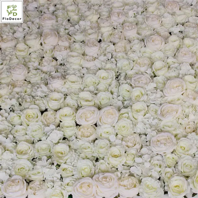 थोक उच्च गुणवत्ता कृत्रिम सफेद रेशम गुलाब हाइड्रेंजिया मोटी फूल दीवार पैनल के लिए शादी स्टेज पार्टी सजावट पृष्ठभूमि