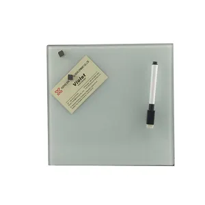 Classic Style Square Magnetic Glass Message Board Key Cabinet with Writing and Storage Function