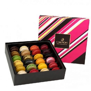 Custom printing macaron boxes 24 PACK Foldable pink macaron boxes Square Bakery boxes