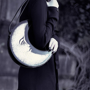 2019 tendance mode filles lune noire en forme de sac à bandoulière femme sac à bandoulière en pvc - Product Image 2