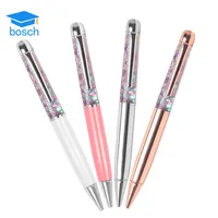 Nieuwe Fashion Design Custom Logo Liquid Glitter Drijvende Bal Pen Metalen Gift Pen Voor Vrouw
