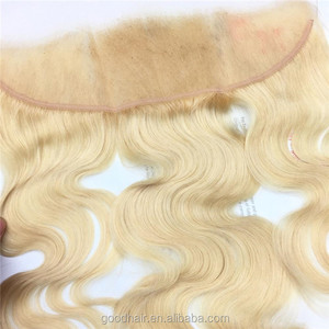 Cutícula alineados <span class=keywords><strong>pelo</strong></span> <span class=keywords><strong>rubio</strong></span> Color frontal del cordón del <span class=keywords><strong>pelo</strong></span> humano para las mujeres blancas encaje frontal de oído - Product Image 2