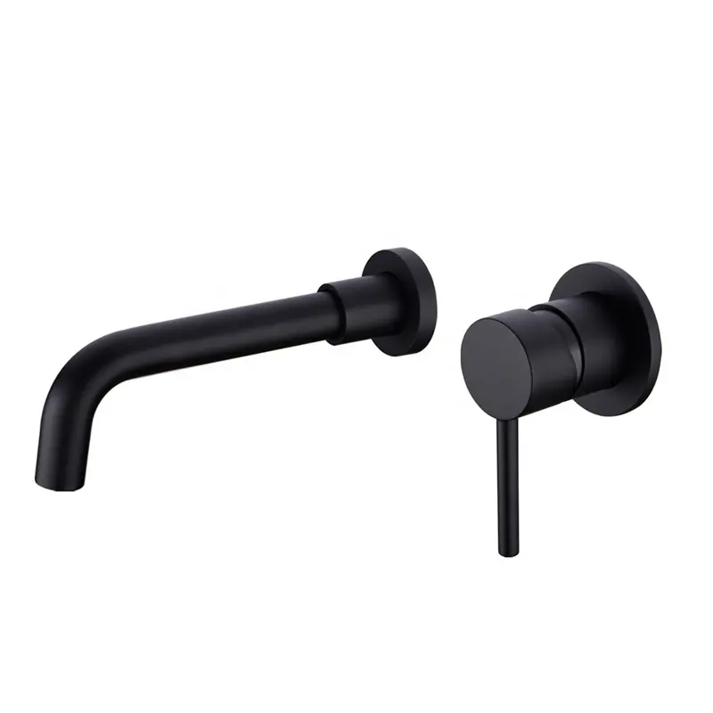 Brass Black Bathroom Sink Faucet Conceal Wall Mounted Hot Cold Water Watermark Mixer Basin Taps
