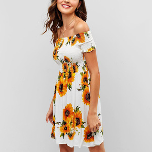 Vacaciones <span class=keywords><strong>de</strong></span> verano <span class=keywords><strong>de</strong></span> la muchacha al por mayor Smocked <span class=keywords><strong>de</strong></span> <span class=keywords><strong>girasol</strong></span> vestido - Product Image 2