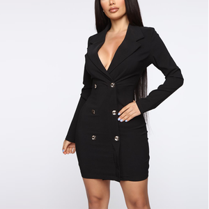 2019 New Style Doppio Petto Risvolto Colletto della Giacca Sportiva Delle Donne del Vestito - Product Image 4