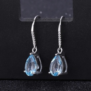 Wostu — boucles d'oreilles pendantes en topaze bleu ciel, bijoux simples, en argent Sterling 925, éblouissants, pour femmes, A2982 - Product Image 2
