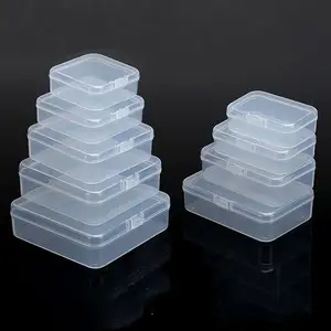 Petite boîte de rangement en plastique à charnière couvercle PP étui translucide