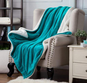 2 capas de la temporada de invierno de punto cálido y cómodo super suave 100% poliéster de franela de lana sherpa manta - Product Image 1