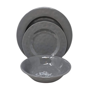 OEM único restaurante de gris sólido 12 PCS rústico granja <span class=keywords><strong>juego</strong></span> de vajilla de melamina de cena <span class=keywords><strong>juego</strong></span> de <span class=keywords><strong>mesa</strong></span> - Product Image 1
