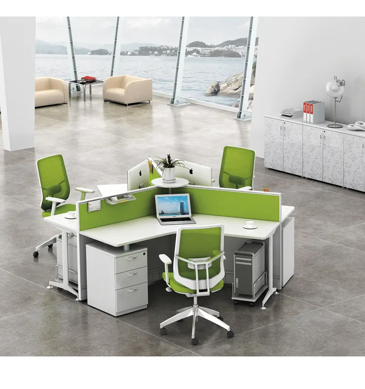 2019 Shenzhen custom commercial 120 degree 3 seater office workstation 3 people office workstation