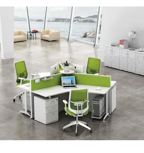 2019 Shenzhen custom commerciële 120 graden 3 seater office workstation 3 mensen kantoorwerkstation