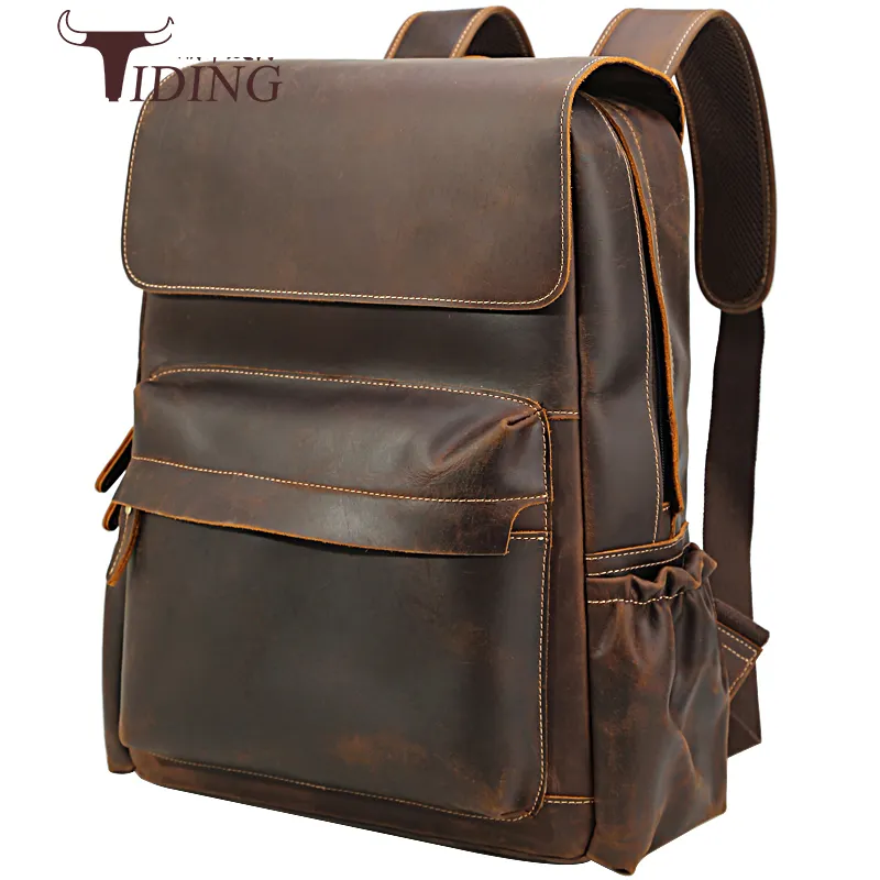Laptop Backpack 2020 Man Designer Vintage Premium Leather Laptop Travelling Backpack Bags