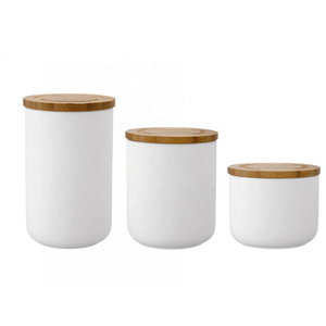 mate ornamentales regalo arte gris color arcilla vela titular de <span class=keywords><strong>la</strong></span> decoración de <span class=keywords><strong>casa</strong></span> vacía vela tarros con tapa de madera - Product Image 4