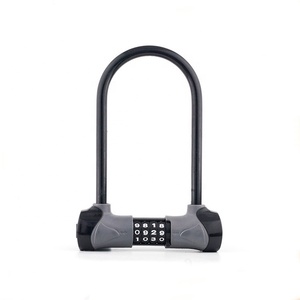 Vente en gros d'accessoires de serrure <span class=keywords><strong>à</strong></span> combinaison de vélo de type <span class=keywords><strong>U</strong></span>-4 chiffres, ABS/acier, <span class=keywords><strong>antivol</strong></span> de cycle pour VTT/vélos de route - Product Image 1
