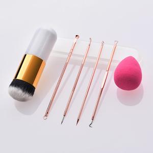 4PCS Private Logo Accettato di Rimozione di Comedone Rosa di Bellezza Spugna Kabuki Spazzole di Trucco Naso Brufolo Acne Rimozione della Cicatrice Set - Product Image 4
