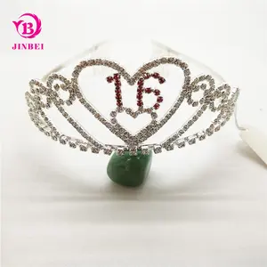 Precio bajo de la boda Tiara de la Corona de corazón de joyería en forma de accesorios para el cabello de novia Tiara con peine