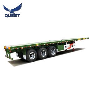 3 Axle 40ft 45ft Flatbed Truk Semi <span class=keywords><strong>Trailer</strong></span> <span class=keywords><strong>Trailer</strong></span> Tempat Tidur Datar Dimensi