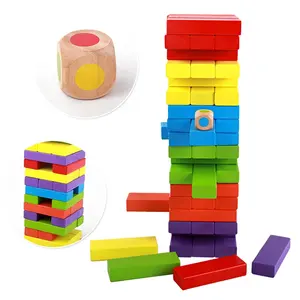 Campione gratuito Personalizzato Tumble Gioco di Torre di Blocco Stacking Torre di Legno Alla Rinfusa Blocchi di Giocattoli