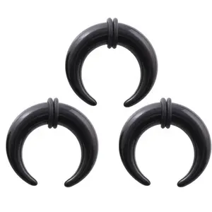 Black acrylic ox horn ear expander plug with o-ring