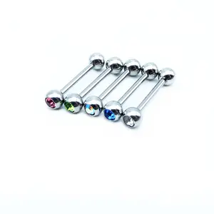 Yingsheng Stainless Steel Tongue Barbell Gem Tongue Ring