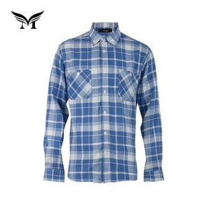Camisas de franela azul informales clásicas suaves ecológicas de buena calidad para hombres 100% algodón de manga larga - Product Image 2