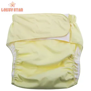 Lokeystar amarillo palo cintura pañales para adultos fácil de poner Leakfree lavable adultos reutilizables tela pañal