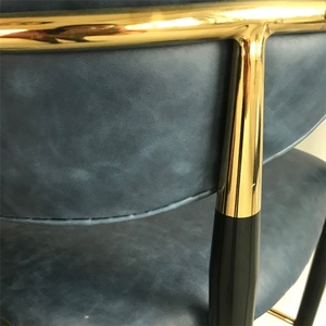 Deluxe <strong>Black</strong> Titanium Hardware Metal <strong>Bar</strong> <strong>Stool</strong> Gold With Leather Cushion - Product Image 4