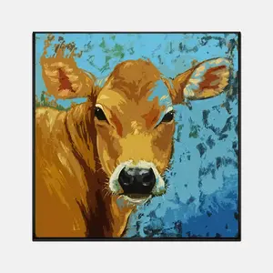 Wholesale custom wall art cow pictures cartoon framed canvas oil painting