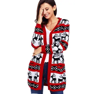 TENGYU 숙녀 주문 추악한 크리스마스 스웨터 여자의 Xmas 긴 카디건 스웨터