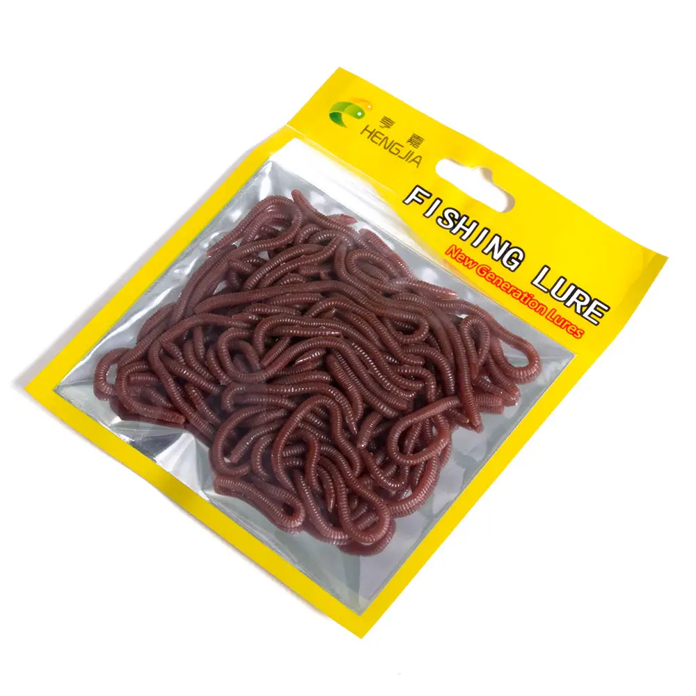 50pcs/bagSimulation Earthworm Red Fishing Worms Artificial Fishing Worms Fishy Smell Lures Soft Bait 8cm Fishing Tackle