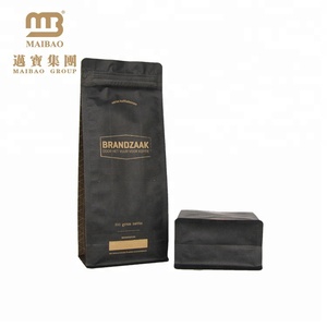 Bolsos de café planos impresos aduana de la parte inferior del bloque del empaquetado de la comida del papel de Kraft del escude - Product Image 5