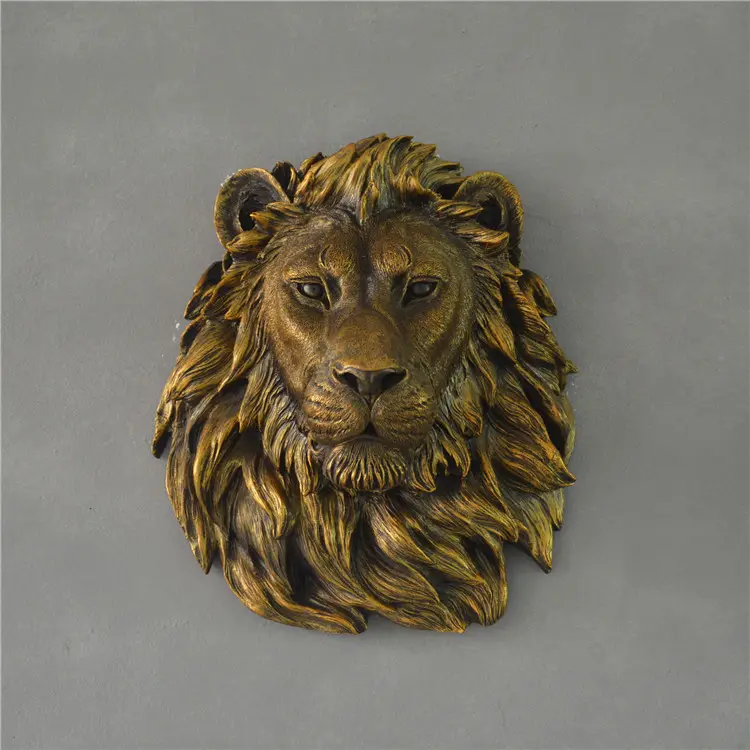 Tête d'animal en résine coloré, pièces, décoration de la maison, figurines de lion art