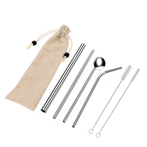 Ensemble de pailles réutilisables en acier inoxydable de qualité alimentaire, pour smoothie, à boire, en métal, <span class=keywords><strong>prix</strong></span> d'usine, 304 - Product Image 2