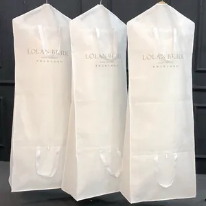 Wholesale Eco Friendly Custom Logo Non Woven 62 70 inch Foldable Wedding Dress Bridal Gown Garment Cover Bags With Zipper Tote